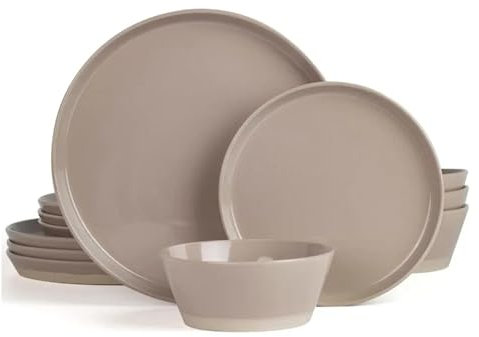 DYHWAC Famiware Dinnerware Sets 12 Piece Dish Set Plates and Bowls Sets for 4 Dinner Set Plates and Dishes