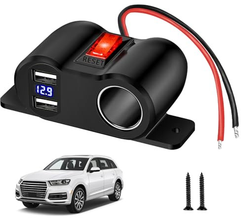 BORDEAG Adattatore Dual USB per Auto: Divisore Accendisigari, Caricabatterie Auto, per Auto SUV RV Camion Barca 12V/24V (Blu)