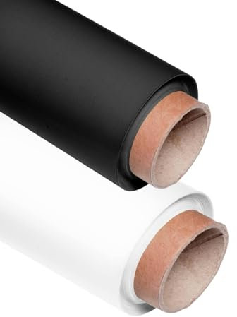 BOLLUMA Lot de 2 Seamless Paper Photography Backdrops Arctic White-Noir, Paper Background Roll, Fond de Studio Papier 2.72x10m pour Portrait Animal Vidéo et Télévision