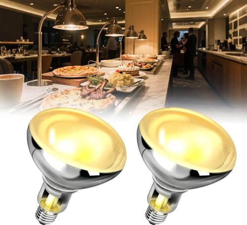 GlintBay 200W E27 Heat Lamp Bulb, Food Heat Lamp Bulb, E27 Food Warming Bulb, Brooder Lamp Bulb, Heat Lamp for Chicken, Bathroom Heating Replacement Bulb