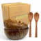 vienberg Bee's Lot de 2 bols en noix de coco + 2 cuillères – Fabriqué à la main, végétalien, naturel, sans produits chimiques, sans plastique – Parfait pour les smoothies, le petit-déjeuner et
