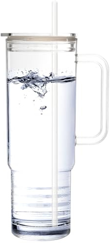 Youngever 40 Ounce Tumbler with Handle and Straw, Reusable Tritan Cup, Spill Proof Tumbler with Straw, Water Bottle for Home, Office or Car