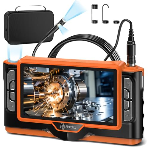 Ferdiiz Endoscopio Industriale 7” IPS, 1920P HD Boroscopio 2 Lens, 5M