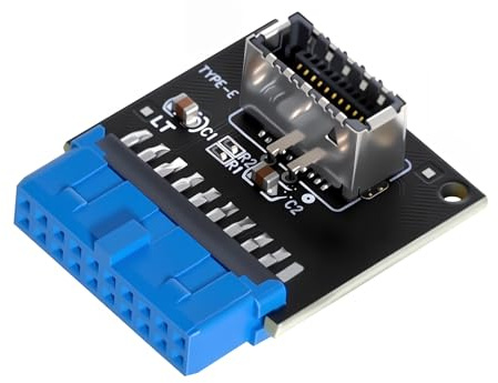 Duttek USB 3.0 19poliger Adapter auf Typ E, USB C Header Konverter für Motherboard, 5 Gbit/s Type 3.1 Gen1 Frontpanel Verlängerungskabel, 1 Stück (90 Grad USB C Motherboard Adapter)