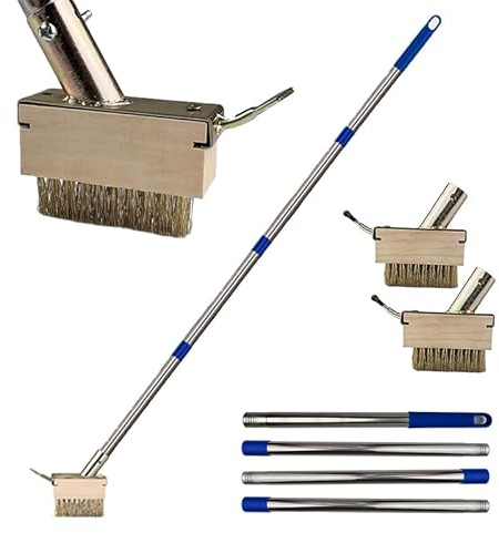 Neuytiky Brosse à Mauvaises Herbes Télescopique (170 cm) - Outil de Désherbage avec 2 Têtes de Brosse Métallique & Grattoir à Lame | Nettoyage des Joints, Terrasses, Allées & Jardins (Kit Complet)