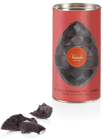 Venchi - Uovo di Cioccolato Extra Fondente 77% e Nibs, 150 Gr, Gusto Cioccolato Fondente con Granella di Semi di Cacao, Senza Glutine, Con Sorpresa, Collezione Pasqua Venchi, Idea Regalo