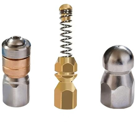 Jeu de 3 buses de nettoyage de canalisations pour tuyau de nettoyeur haute pression de G1/8” Bus rotative Bus spiralée Bus rigide pour une Pénétration Optimale Toilettes lavabos évacuations