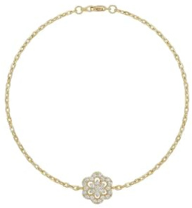 Suzan Gold® 375 Echtgold Armband Damen mit floralem Blütenmotiv und Zirkonia filigran elegant hypoallergen wasserfest – Floravia Bloom – Goldschmuck Geschenk
