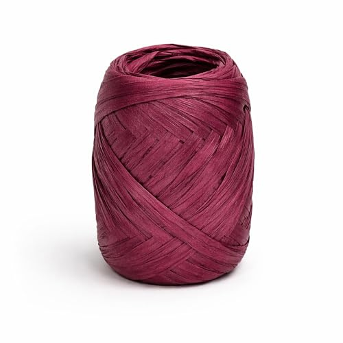 Papierband Raffiabast 20m Geschenkband Raffia Papier Schnur für Craft Verpackung - Bastband Papiergarn zum Binden Verzieren - Bänder für Bastelarbeiten Geschenke Dekorationen - Bordeaux