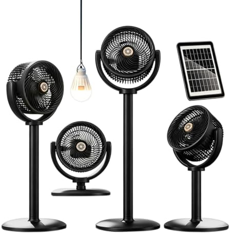 Ventilatore a Piantana Alimentazione Solare, Altezze Regolabili,
