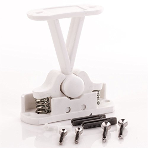 Large 75mm White Door Holder - Heavy Duty Catch/Latch Clasp Stay + Screws