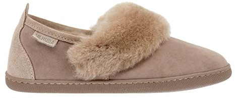 Vanuba Cormo Handmade Damen Hausschuhe, Naturleder, 100% Schafwolle, Warme und Bequeme Hausschuhe 40 EU Leder Beige/Beige