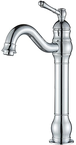 Rozin Bathroom Basin Vessel Tap 360° Swivel Spout High Faucet Brass Single Lever Chrome Polished Cold and Hot Water Mixing