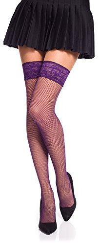 Romartex, autoreggenti calze a rete a maglie piccole con pizzo, M, alto