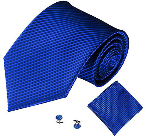 Xmiral M鋘ner Klassische Krawatte Party Taschentuch Krawatte/Einstecktuch/Manschettenkn鰌fe 3 ST蹸KE(G)