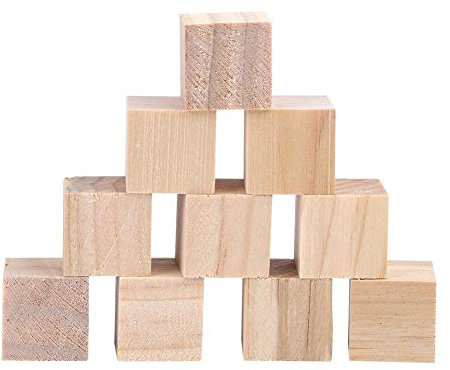 20 Piezas Cubo de Madera Sin Acabado Taco de Pino Bloques de Madera Cuadrados para Hacer Rompecabezas Manualidades DIY 20mm
