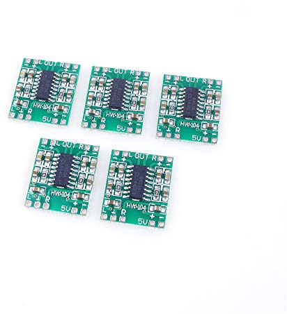 ANGEEK PAM8403 Super mini digital Amplifier Board 2 * 3W Class D digital Amplifier Board efficient 2.5 to 5V USB Power Supply (5 pcs)