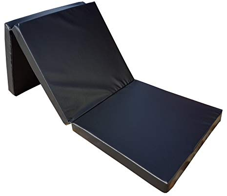 Natalia Spzoo Kunstleder Gymnastik Faltmatratze 195 x 65 x 8 cm mit Haltegriff (Schwarz)