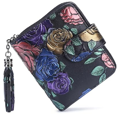 aolaso Damen kleine Geldbörse,Leder Portemonnaie Clutch Geldbeutel RFID-Blocker mit Kartenhalter Reißverschlussfach