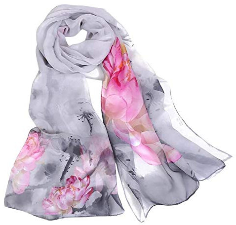 YEBIRAL Damen Schal Stola Halstuch Elegant Leicht Chiffon Schal Ganzjährig Tuch Geschenk für Frauen (Einheitsgröße, Y-03 Grau)