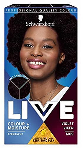 Schwarzkopf LIVE Colour Plus Moisture, Permanent Purple Hair Dye, For All Hair Textures, Keratin Plex to Strengthen and Protect Hair, Violet Vixen MO9