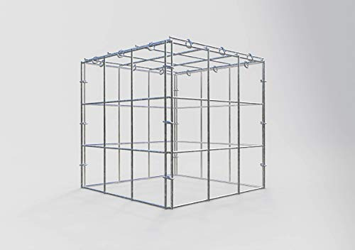 GABIONA Gabion de culture type 3 carré, maillage 5 x 5 cm, profondeur 30 cm, gabion 30 x 30 x 30 cm (L x H x P), anneau en C