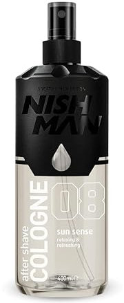 NISHMAN Aftershave Cologne 08 - Sun Sense 400ml – Loción Refrescante para Después del Afeitado para Hombres – Fragancia de Limón, Flor de Naranjo, Vainilla & Cedro – Colonia para Después del Afeitado