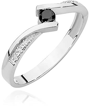 Damen Ring 585 14k Gold Weißgold natürlicher echt Schwarze Diamanten Brillanten