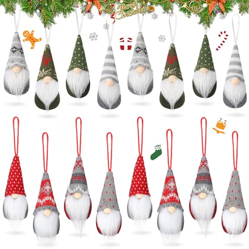 Skylety 116 Pcs Christmas Ornaments for Tree Christmas Tree Hanging Decor | Dolls Scandinavian Swedish Tomte Gnomes Handmade Plush Santa for Home Tabletop Party Decor