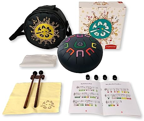 TAMBÚ Stahlzunge Trommel, 8 Zoll, 11 Noten, Handpan, Metall-Perkussionsinstrument (Anthrazitgrau)