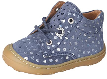 RICOSTA Baby Mädchen Stiefel DOTS,Kinder Lauflernschuhe,WMS:Mittel,lose Einlage,schnürstiefel,Booties,Leder,Navy (170),18 EU