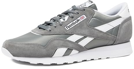 Reebok Mens Classic Nylon Sneaker, Pure Grey/White, 12
