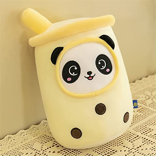 SWECOMZE Panda Bubble Tea Stofftier Plüschtier, Plüschkissen Tier Teetasse Kissen süße Weiche Kuscheltier Plüsch Spielzeug (gelb,50cm)