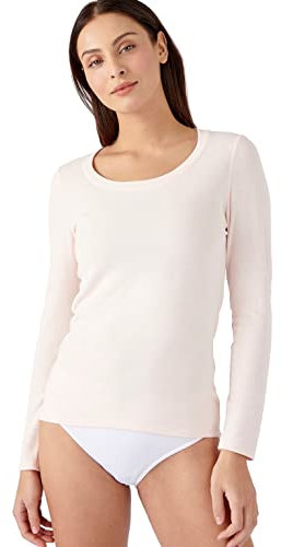 Damart - T-Shirt Fine côte Thermolactyl Sensitive, Encolure dégagée Femme Rose Taille 50-52 (XL)