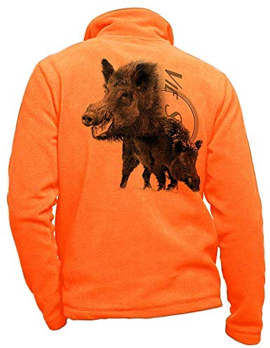 Pets-easy Personalisierte Wildschwein-Orange-Fleece-Jagdjacke - Größe M Jagdbekleidung