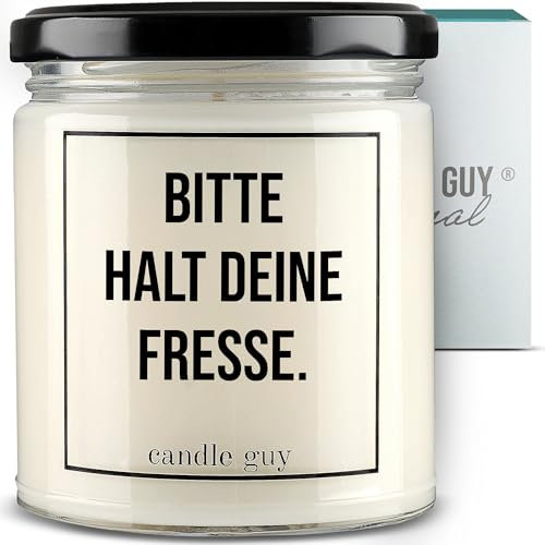 candle guy Duftkerze | Bitte halt Deine Fresse. | Handgemacht aus 100% Sojawachs | 70 Stunden Brenndauer