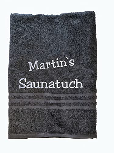 Bentini | Individuell | Saunatuch | Personalisiertes Saunatuch | Besticktes Saunatuch | 70cm x 200cm (anthrazit)