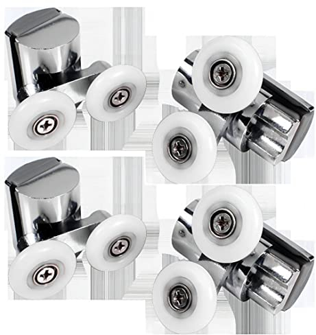 Cokritsm Duschtürrollen 23mm Duschkabine Rollen für Duschtüren, Ersatzrollen für Duschkabinentür für Badezimme Gebogene Türen Glastüren 4-8mm 4 Stück