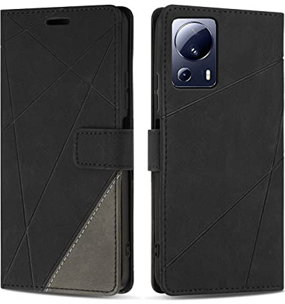 SONWO Coque pour Xiaomi 13 Lite, Protection Housse Etui en Cuir PU Portefeuille Livre pour Xiaomi 13 Lite, Emplacements Cartes, Fonction Support, Noir