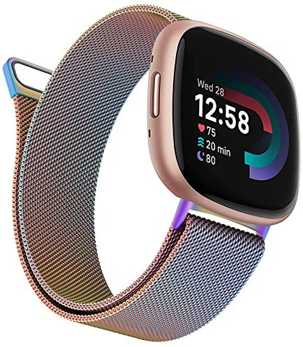 Wanme Metallarmband kompatibel mit Fitbit Versa 3/Versa 4/Fitbit Sense/Sense 2 für Damen und Herren, Edelstahl, verstellbar, Ersatzarmbänder für Fitbit Versa 4/Versa 3/Sense/Sense 2