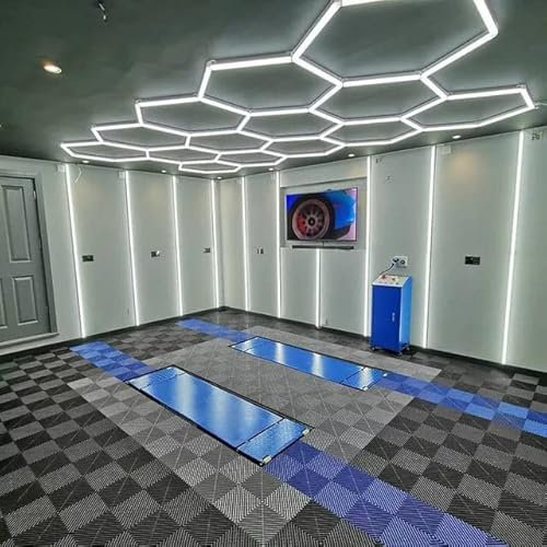 rivestiiltuogarage Plafonnier LED nid d'abeilles, design, pour atelier, garage automobile, station de nettoyage, bureau, réparateur de pneus, atelier polissage auto (2,38x4,20m)