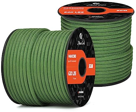 Abma Cord Paracord 620 lbs 4mm 9 Kern-Strängen 100% Nylon 30M - Forest green