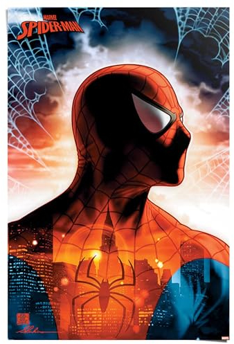 REINDERS Poster, Spiderman - protector of the city, Kinderzimmer, Poster, Wanddeko, Room Decor, 150 gr. glänzend Bilderdruckpapier, Rot, 91,5x61cm
