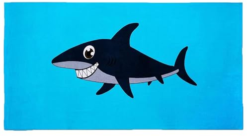 GIELYPANO - Toalla de playa para niños, 100% algodón, toallas de playa para niños, toalla de playa para niños, bonita toalla de playa de tiburón bebé para baño, piscina, playa, al aire libre, toallas