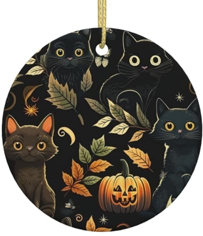 Christbaumschmuck Xmas Keramik Hängende Anhänger Porzellan Katzen Halloween Schwarz