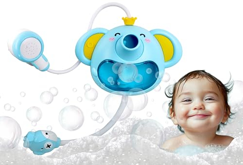 SPITZER TOYS® Schaum-Elefant mit Babydusche, Badespielzeug mit Seifenblasen & Musik, Badewannenspielzeug für Mädchen & Jungen ab 1 2 3 4 Jahren - Geschenk für Kinder