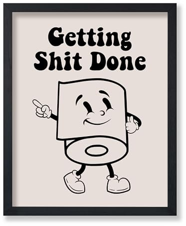 Poster Master Poster Get Shit Done, Retro-Toilettenpapierdruck, Badezimmer-Kunst, Toilettenpapierrollenkunst, schwarze adrette Kunst, humorvolle Kunst, lustige Wanddekoration für Badezimmer oder
