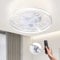 Biukis Ventilatore da soffitto a piedistallo per camera da letto: 3 colori di luci Ventilatore a vite regolabile e telecomando per cucina soggiorno garage Ventilador Techo