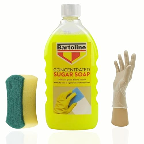 Sugar Soap Liquid Concentrate Cleaner, 500ml, Powerful Cleaner for Paintwork and Household Use, Ideal Sugar Soap for Walls and Cleaning, Includes Sponge and Pair of Gloves