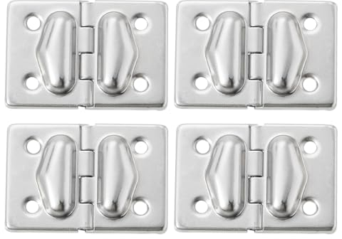QUARKZMAN 4uds Herramientas Caja Maleta Caja Metal Bisagras Soporte, 44x30mm Inoxidable Acero Livianas Bisagras para Casa Puerta o Ventana, Gabinete, Herramientas Caja, Plata
